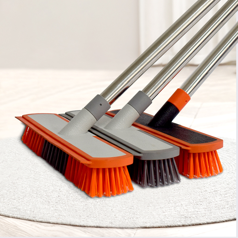 Stainless Steel Wire Floor Brushes with Long Handle: Heavy-Duty Stiff-Bristle Cleaning Brushes for Concrete, Tile & Multi-Surface Floors